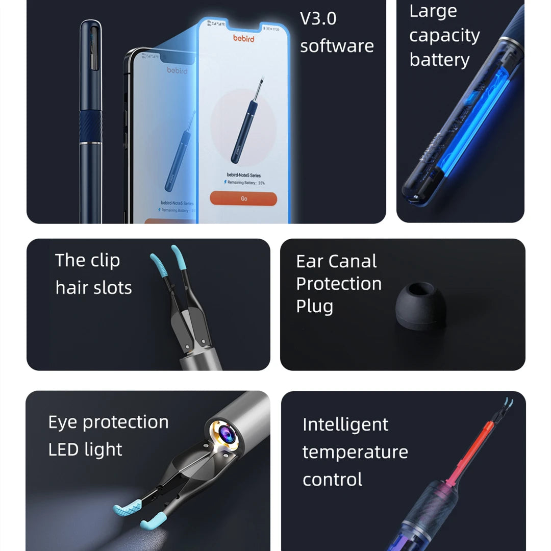 Bebird Note5 Pro Smart Visual Ear Sticks Endoscope Tweezers High Precision Earpick Mini Camera Otoscope Health Care Ear Cleaner