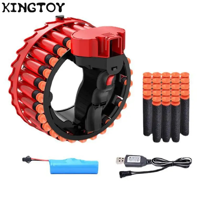 Kid Toy Gun Round Revolver Soft Bullet Gun Suit For Nerf Bullet Electric Bracelet Automatic Burst Dart Blaster Toy Fake Gun K906