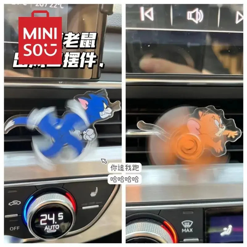 MINISO Kawaii Anime Cats and Mice Car Air Conditioning Ornaments Cute Cartoon Car Air Outlet Interior Decoration Toys for Kids