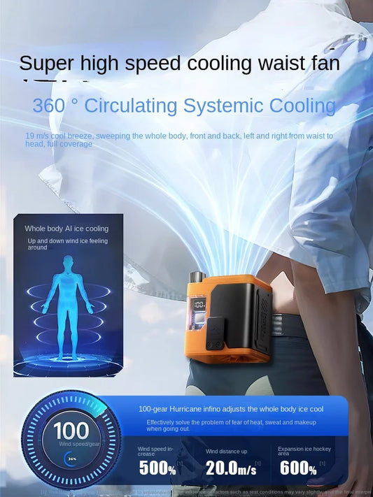 Portable waist cooling and high-temperature work room household charging small endurance cold air conditioning fan