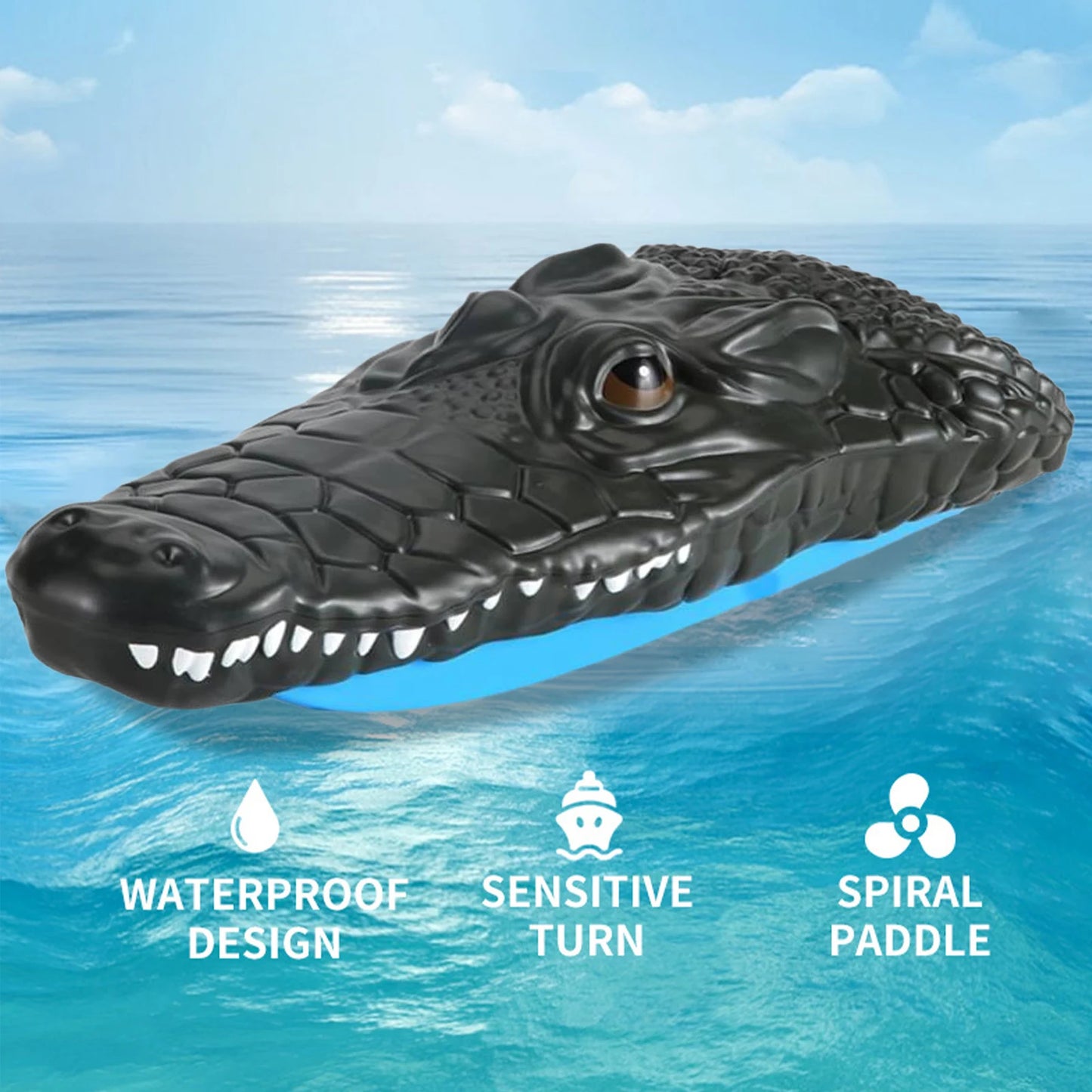 Remote Control Alligator Head Boat RC Boat 2.4GHz Simulation Crocodile Head for Kids and Adults Summer Water Spoof Toys Gift