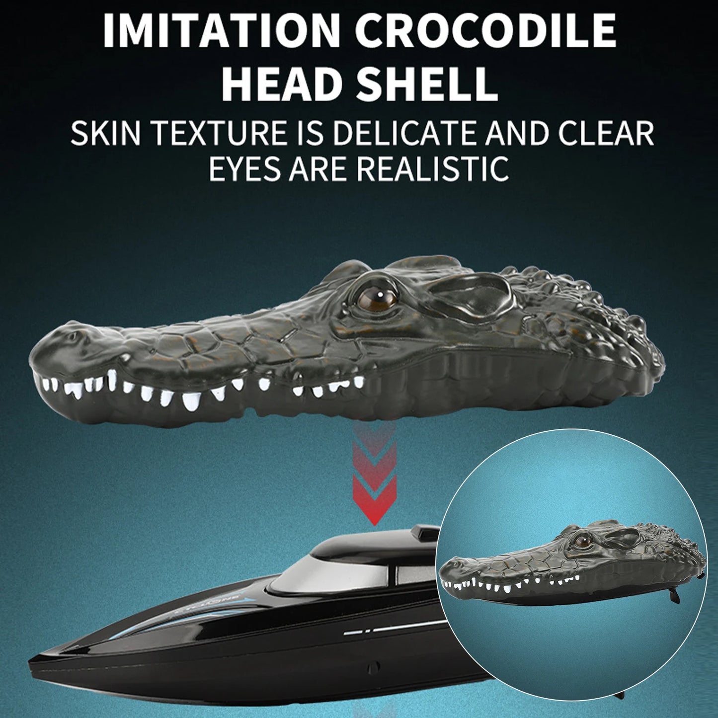 Remote Control Alligator Head Boat RC Boat 2.4GHz Simulation Crocodile Head for Kids and Adults Summer Water Spoof Toys Gift