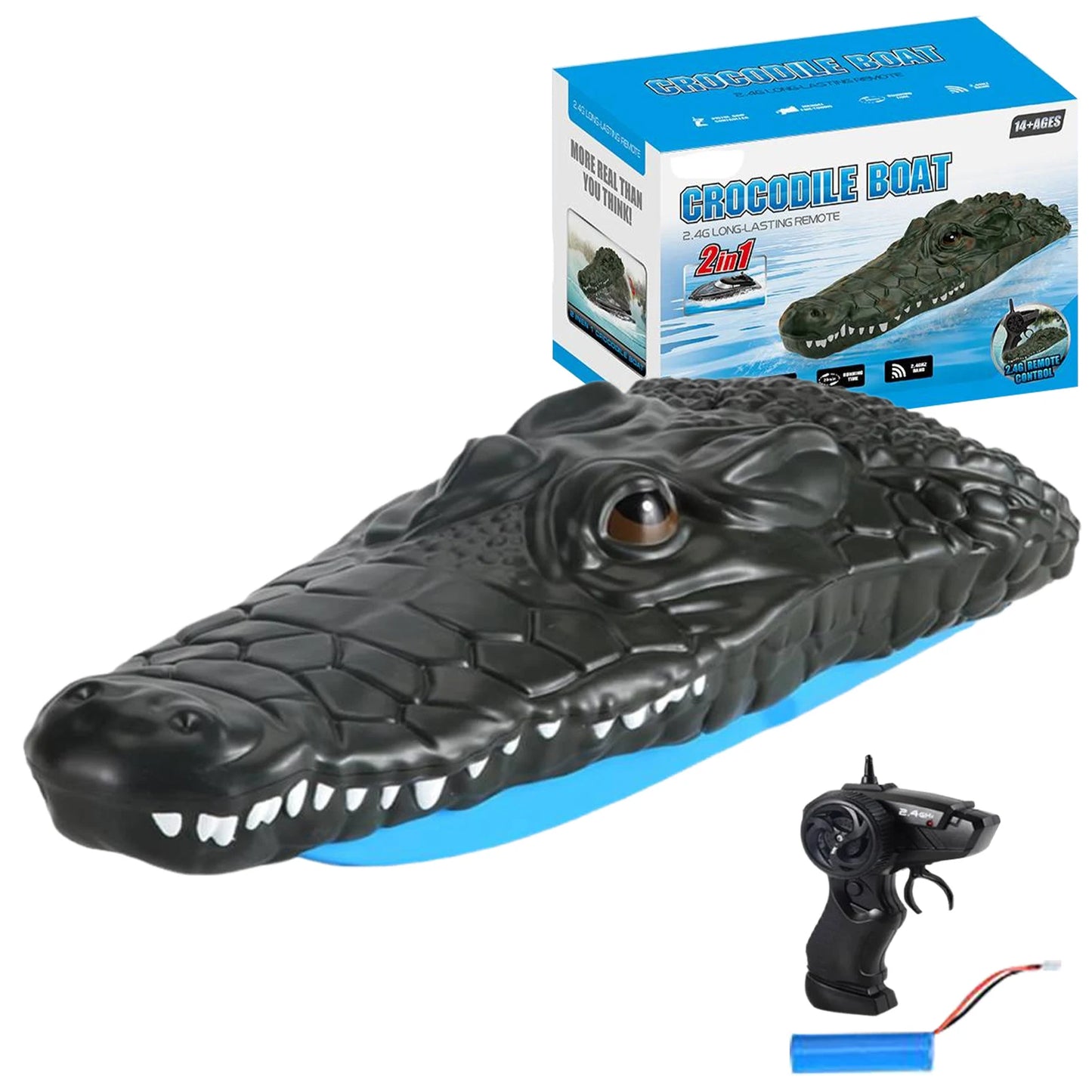 Remote Control Alligator Head Boat RC Boat 2.4GHz Simulation Crocodile Head for Kids and Adults Summer Water Spoof Toys Gift