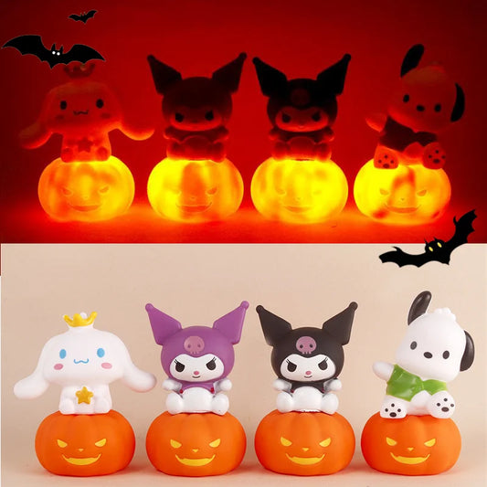 Sanrio Halloween Pumpkin Night Light Cinnamoroll Kuromi My Melody Pochacco Bedside Lamp Theme Party Props Home Decor Toy Gift