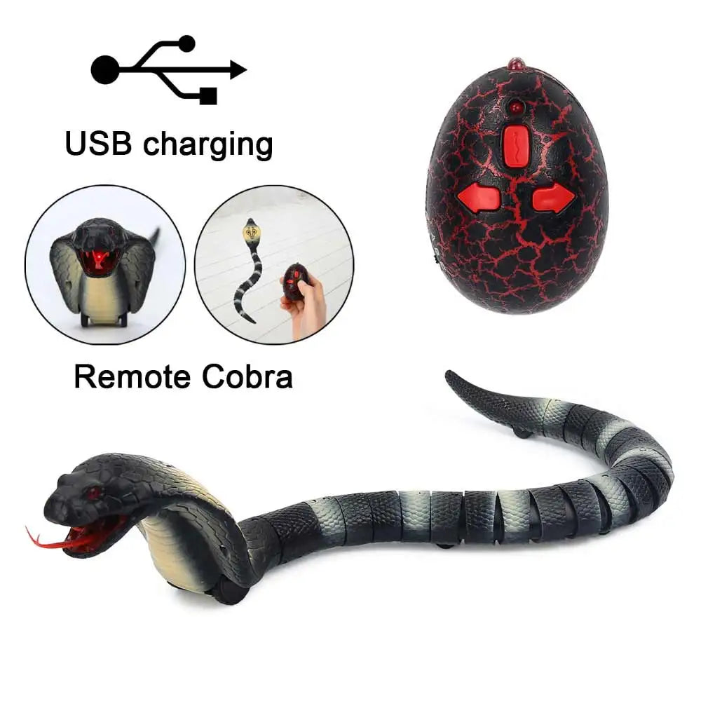 Tricky Toys RC Snake Toy Long Rechargeable Remote Control Snake Toy Realistic Black for Kids Play Toys For Children