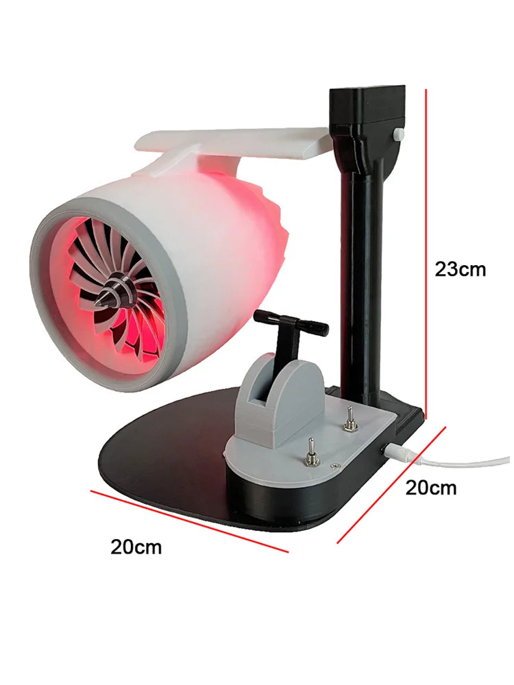 Turbofan Engine Model JetFan Toy Home Fan Contains Ultrasonic Atomization Red Light Tail Flame Device 3D Printed Exquisite Toy